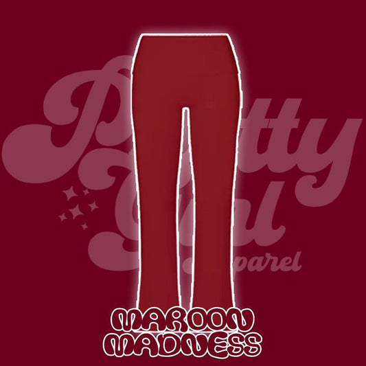 MAROON MADNESS FLARE PANTS